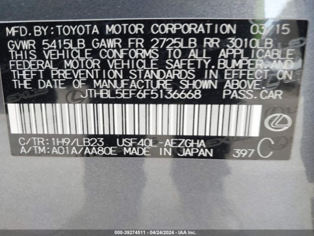 JTHBL5EF6F5136668 Lexus LS 460