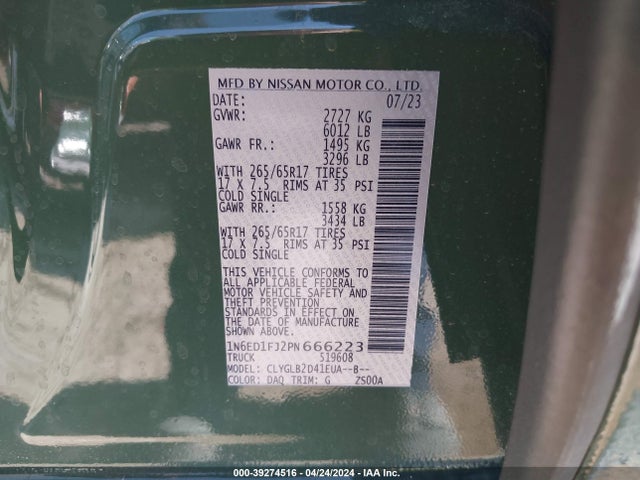 Nissan Frontier Long Bed Sv 4x2 2023 1N6ED1FJ2PN666223 Image 9