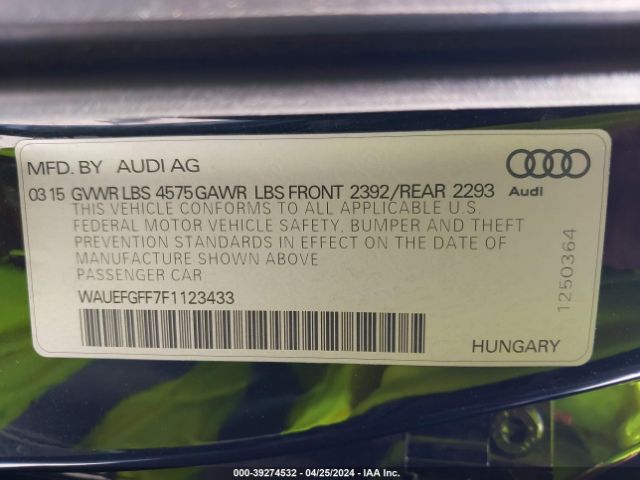 WAUEFGFF7F1123433 Audi A3 2.0t Premium