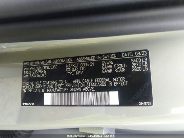 YV4L12RL0R1805360 Volvo Xc60 B5 Plus Dark Theme