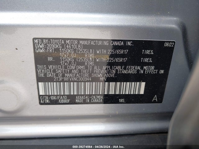 Toyota Rav4 Xle 2022 2T3P1RFVXNC300944 Image 9