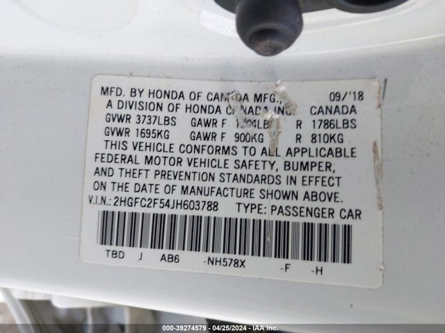 Honda Civic Lx 2018 2HGFC2F54JH603788 Image 9