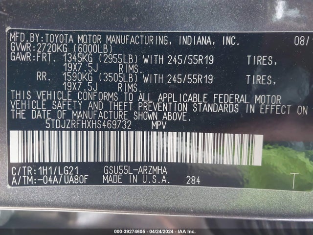 Toyota Highlander Se 2017 5TDJZRFHXHS469732 Image 9