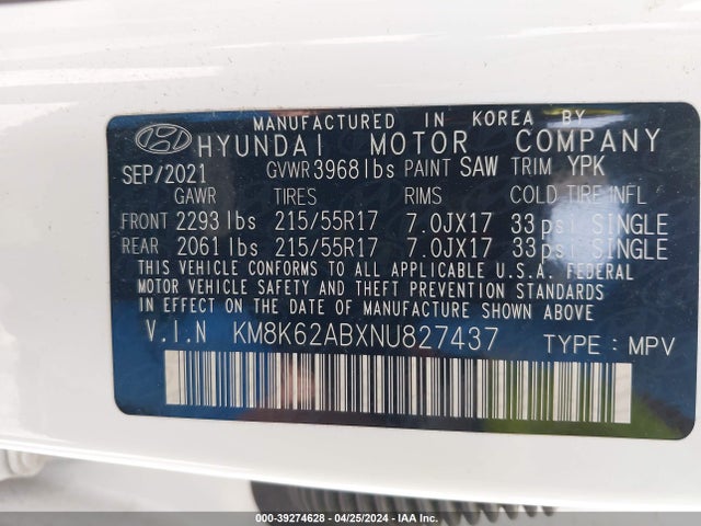 Hyundai Kona Sel 2022 KM8K62ABXNU827437 Image 9
