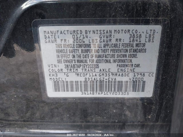 Nissan SENTRA SL 2014 3N1AB7AP1EY203305 Image 9