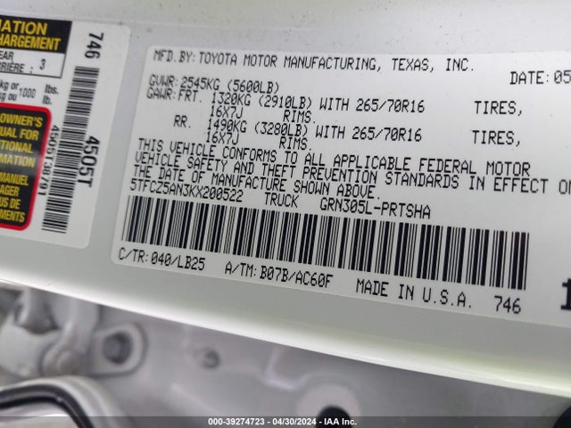 Toyota Tacoma Trd Pro 2019 5TFCZ5AN3KX200522 Image 9