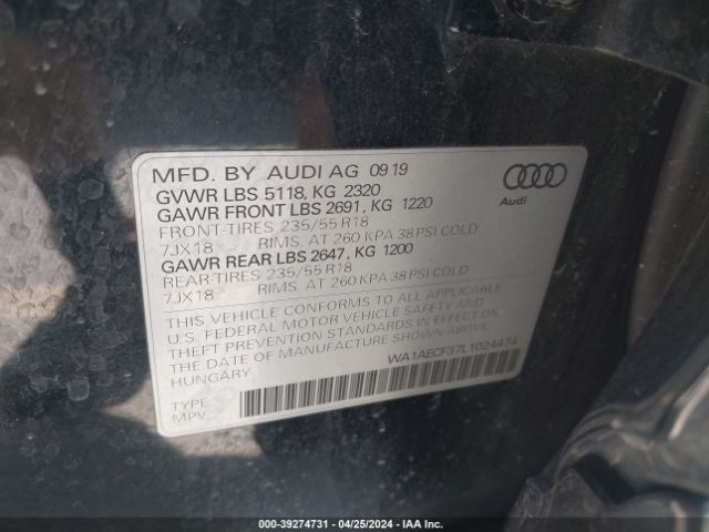 WA1AECF37L1024474 Audi Q3 Premium 45 Tfsi Quattro Tiptronic