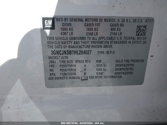 Chevrolet TRAX LS 2017 3GNCJNSB7HL284027 Image 9