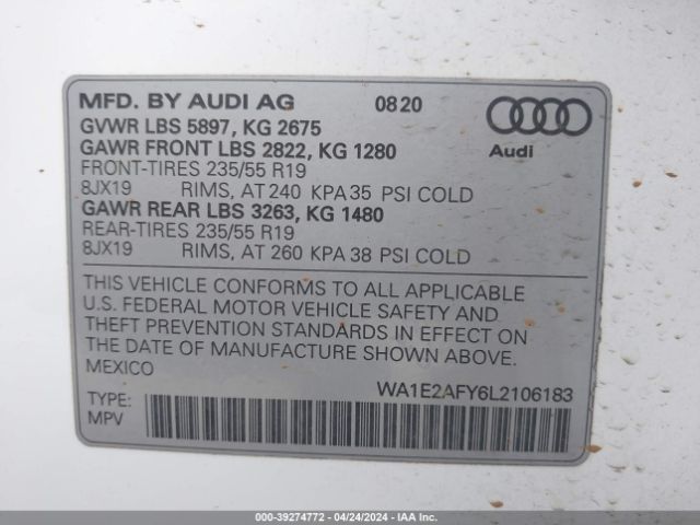 WA1E2AFY6L2106183 Audi Q5 Premium Plus 55 Tfsi E Quattro S Tronic
