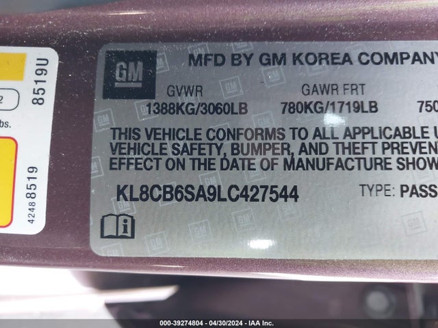 Chevrolet Spark Fwd Ls Automatic 2020 KL8CB6SA9LC427544 Image 9