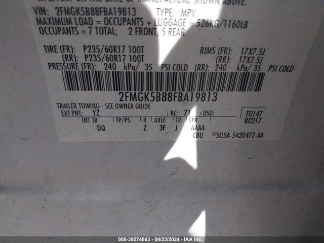 Ford FLEX SE 2015 2FMGK5B88FBA19813 Image 9