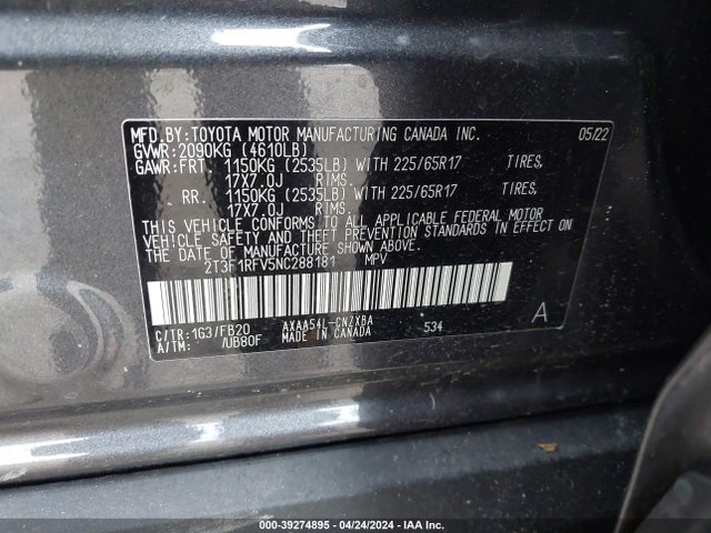 Toyota RAV4 LE 2022 2T3F1RFV5NC288181 Image 9