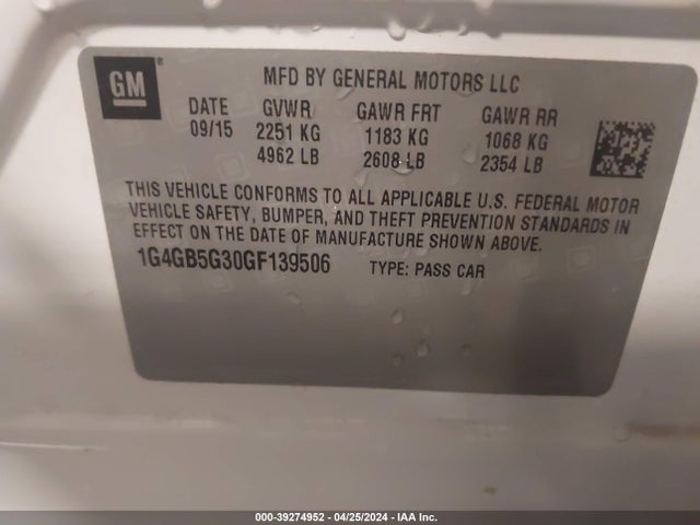 Buick Lacrosse Leather 2016 1G4GB5G30GF139506 Image 9