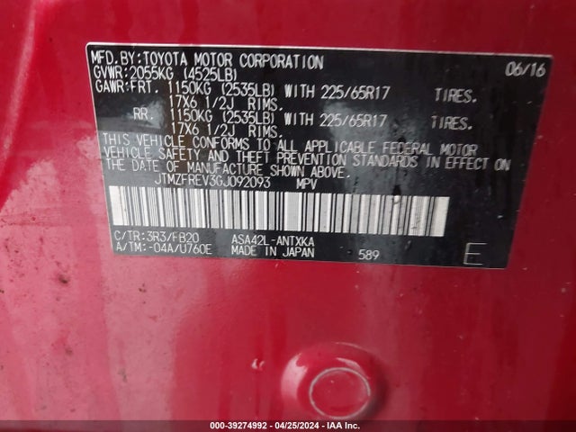 Toyota RAV4 LE 2016 JTMZFREV3GJ092093 Image 9