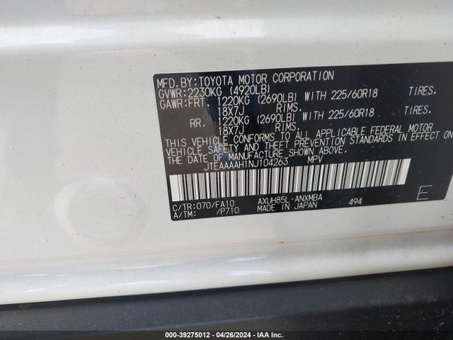 Toyota VENZA LE 2022 JTEAAAAH1NJ104263 Image 9