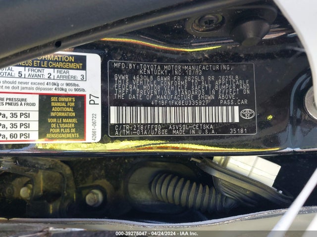 Toyota CAMRY SE 2014 4T1BF1FK6EU335927 Image 9