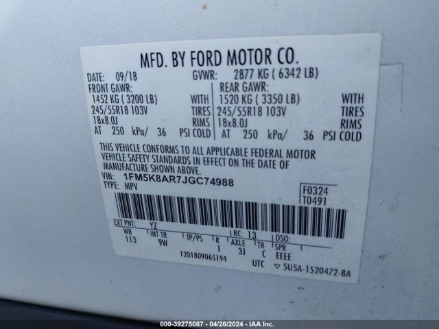 Ford Police Interceptor Utility 2018 1FM5K8AR7JGC74988 Image 9