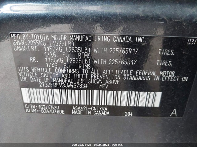 Toyota RAV4 LE 2018 2T3ZFREV3JW457834 Image 9