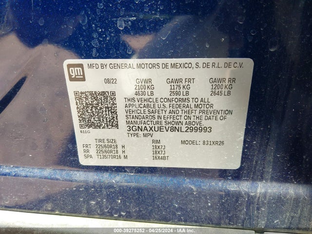 Chevrolet Equinox Awd Lt 2022 3GNAXUEV8NL299993 Image 9