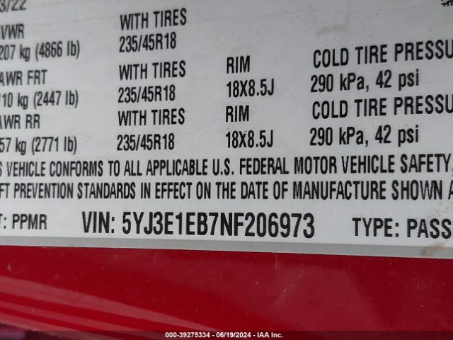 5YJ3E1EB7NF206973 Tesla Model 3 Long Range Dual Motor All-wheel Drive