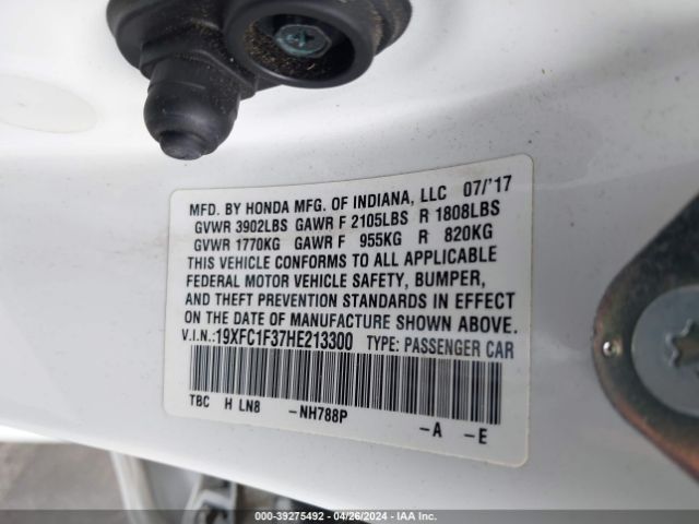 19XFC1F37HE213300 Honda Civic Ex-t