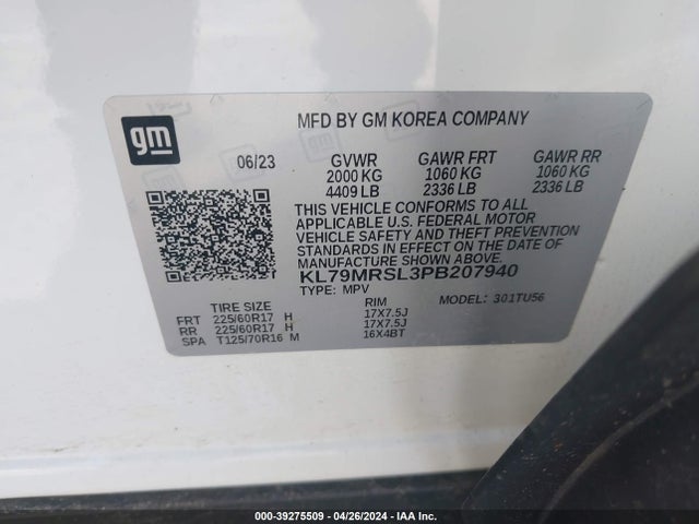 Chevrolet Trailblazer Awd Lt 2023 KL79MRSL3PB207940 Image 9