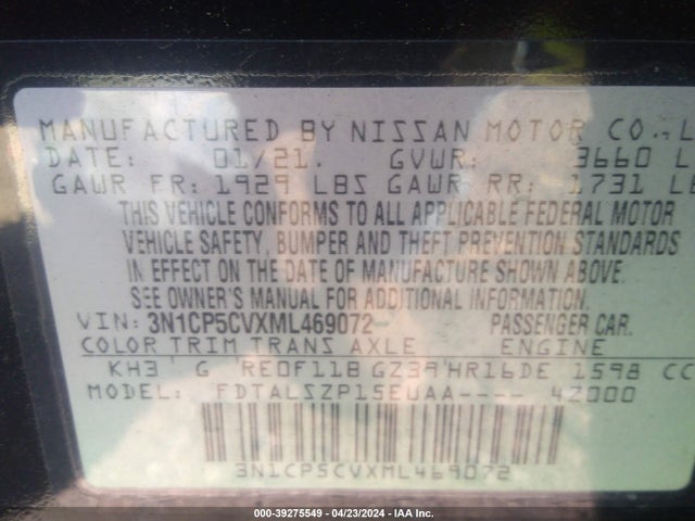 Nissan KICKS SV 2021 3N1CP5CVXML469072 Image 9