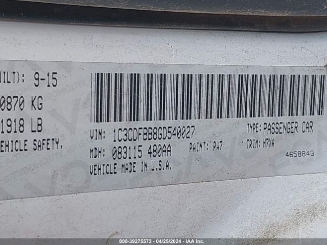 1C3CDFBB8GD540027 Dodge DART SXT