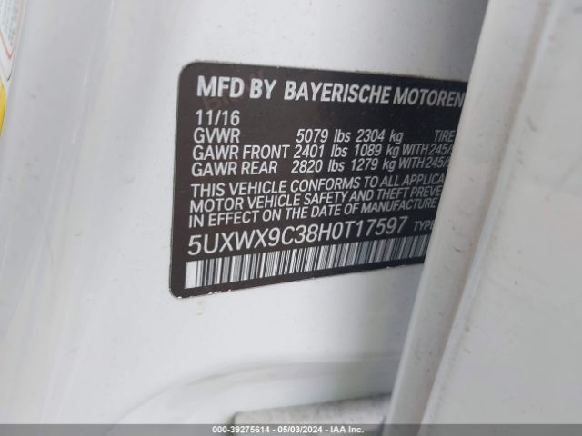 5UXWX9C38H0T17597 BMW X3 Xdrive28i
