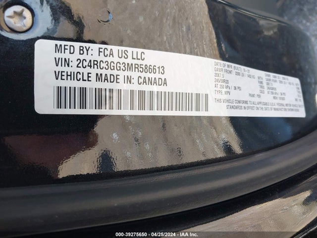 2C4RC3GG3MR586613 Chrysler Pacifica Limited Awd