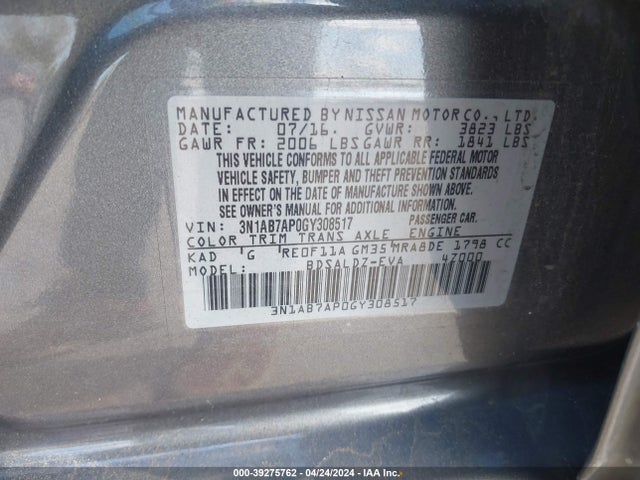 Nissan SENTRA SV 2016 3N1AB7AP0GY308517 Image 9