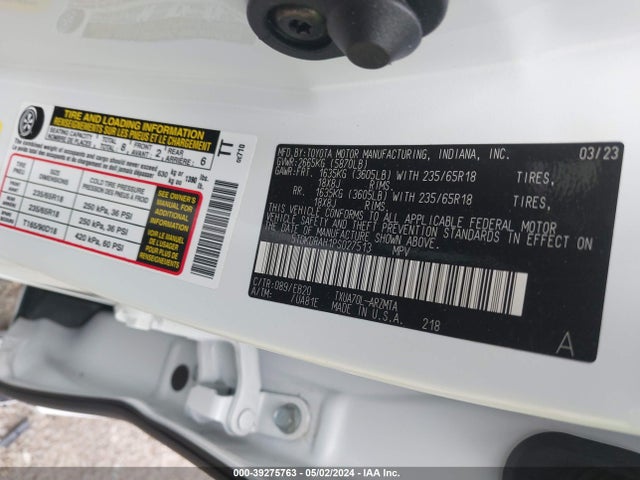 Toyota Highlander Xle 2023 5TDKDRAH1PS027513 Image 9