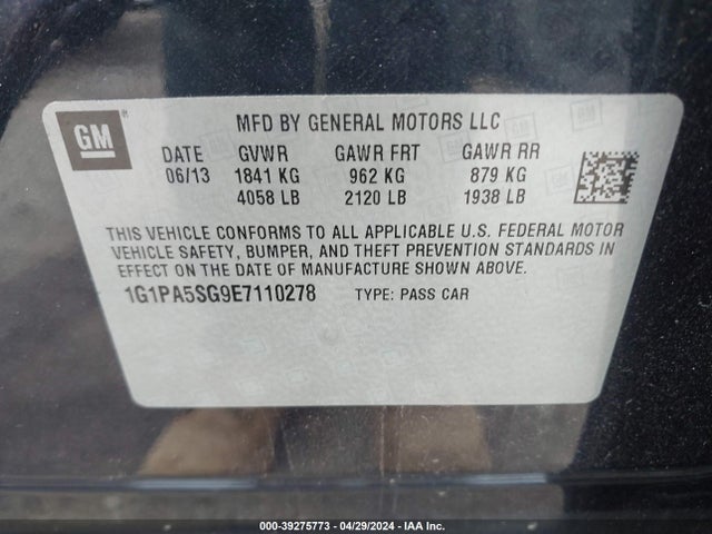 Chevrolet Cruze Ls Auto 2014 1G1PA5SG9E7110278 Image 9
