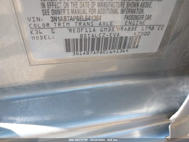 Nissan SENTRA S 2014 3N1AB7AP8EL641364 Image 9