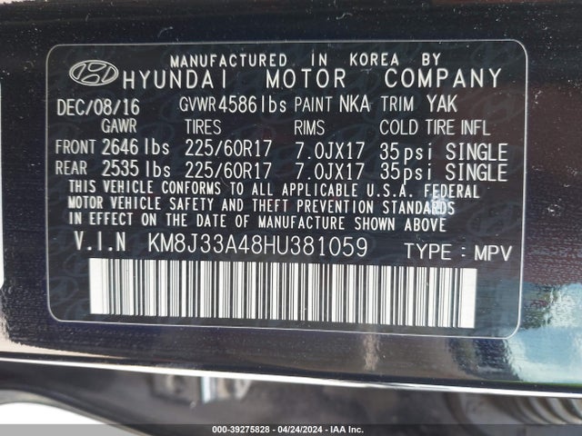Hyundai Tucson Se Plus 2017 KM8J33A48HU381059 Image 9