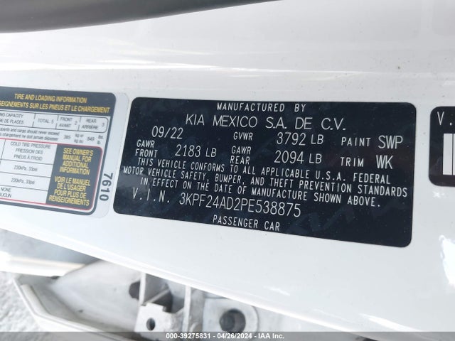 KIA Forte Lxs 2023 3KPF24AD2PE538875 Image 9