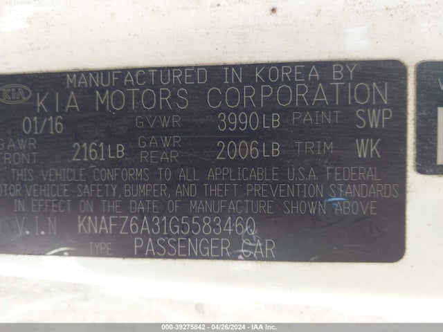 KIA Forte Koup Sx 2016 KNAFZ6A31G5583460 Image 9