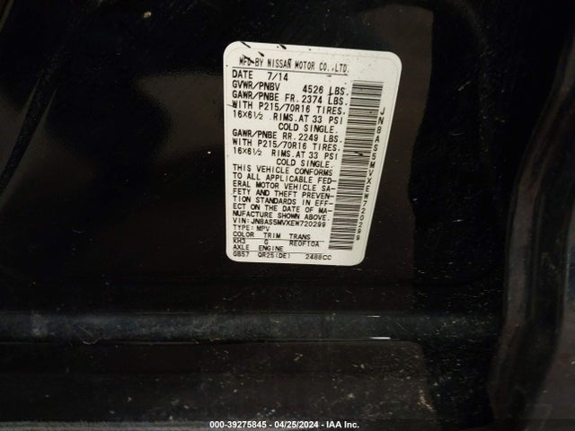 Nissan Rogue Select S 2014 JN8AS5MVXEW720299 Image 9