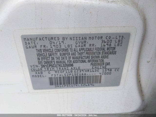 Nissan KICKS SV 2019 3N1CP5CU7KL526896 Image 9