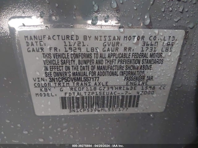 Nissan Kicks Sr Xtronic Cvt 2021 3N1CP5DV6ML557177 Image 9