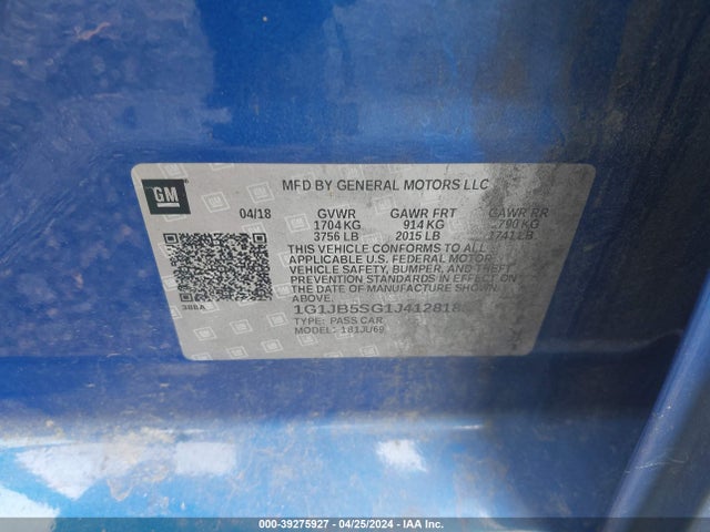 Chevrolet Sonic Ls Auto 2018 1G1JB5SG1J4128188 Image 9