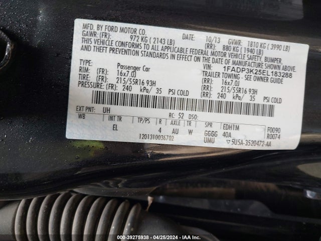 Ford FOCUS SE 2014 1FADP3K25EL183288 Image 9