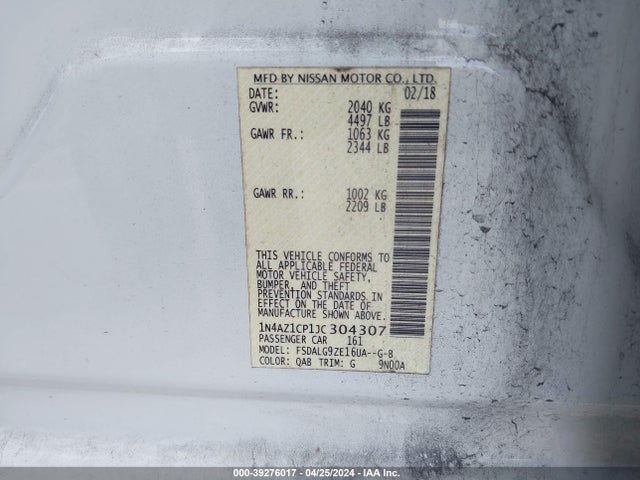 Nissan Leaf Sl 2018 1N4AZ1CP1JC304307 Image 9