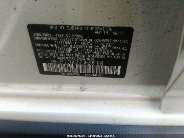 JF2GTACC6JH206364 Subaru Crosstrek 2.0i Premium