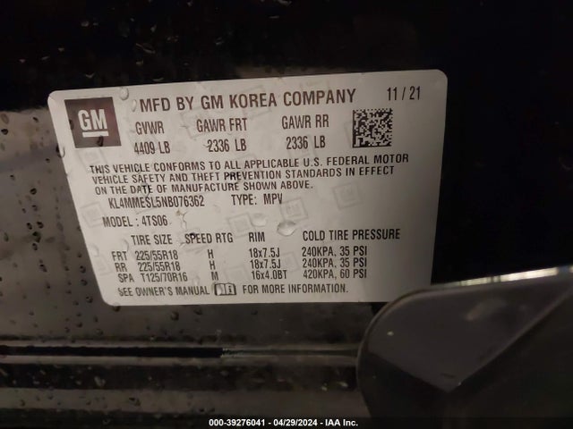 Buick Encore Gx Awd Select 2022 KL4MMESL5NB076362 Image 9