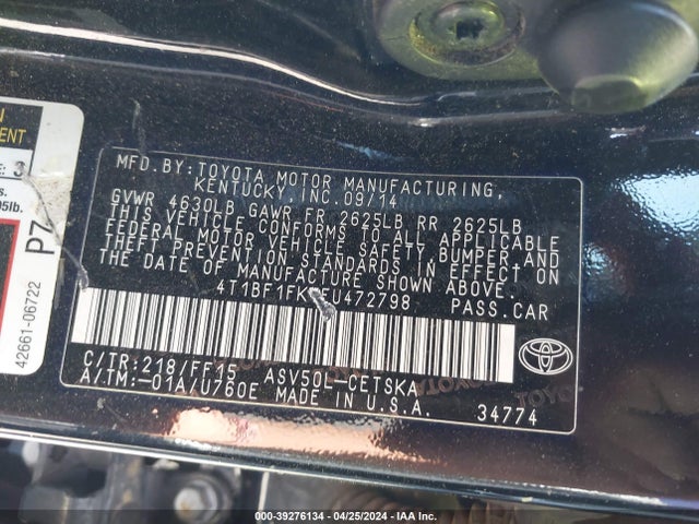 Toyota CAMRY SE 2014 4T1BF1FK4EU472798 Image 9
