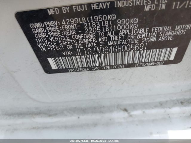 JF1GJAB64GH005691 Subaru Impreza 2.0i Premium