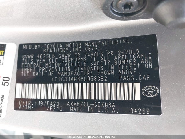 Toyota Camry Le Hybrid 2023 4T1C31AK8PU058382 Image 9