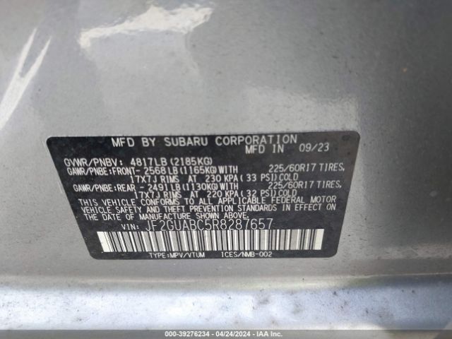JF2GUABC5R8287657 Subaru Crosstrek