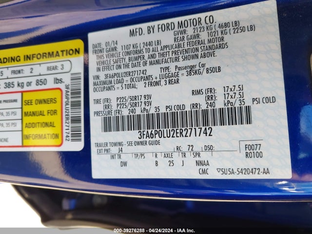 Ford Fusion Hybrid Se 2014 3FA6P0LU2ER271742 Image 9